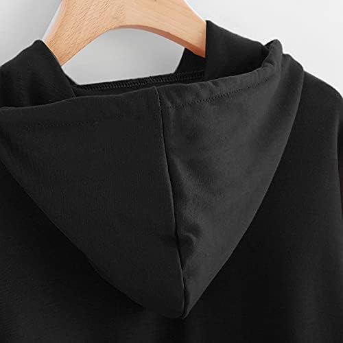 Дълъг топ за жени готик ръкав на пуловер hoody с качулка на експозиции съкратен свитшот топ плътен цвят блуза