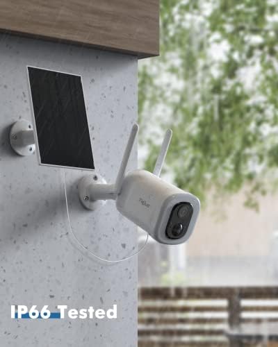 TIEJUS 2K Прожекторные Слънчеви охранителни Камери Безжични Външни Камери за домашно сигурност с яркост от 800 Лумена, Външна Камера