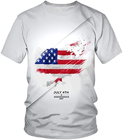 Летни Мъжки Тениски, Мъжки Тениски С Къс Ръкав в Ежедневието Реколта Ден на Независимостта 3D Цифрови Мъжки Големи Високи Ризи