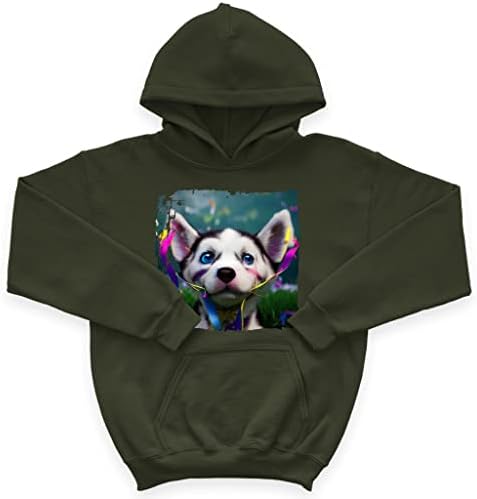 Hoody с качулка отвътре за деца със забавна куче - Сладко Art Kids' Hoodie - Цветни hoody с качулка за деца
