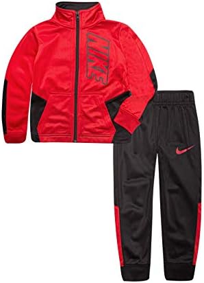 Комплект от две спортни панталони Найк Kids за по-малките момчета, hoody с качулка на цип в цвят блок и панталони за джогинг