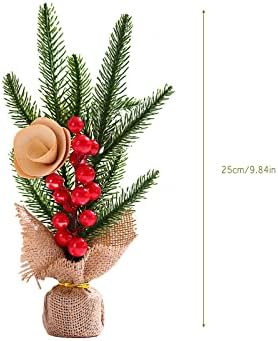 Изкуствена Мини Коледно Дърво с Орнаменти на Украса за вашия дом Офис Спални Хол Настолна Поставка Коледен Орнамент Елегантен
