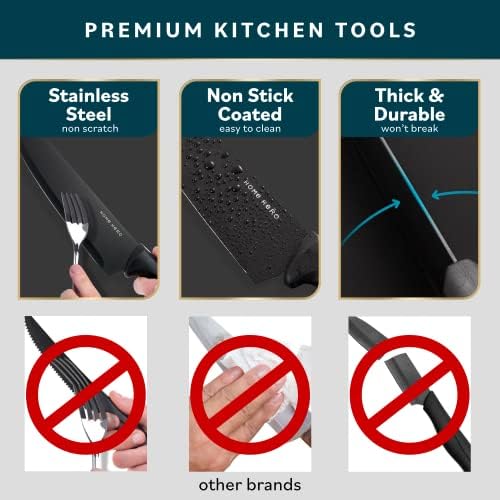 Комплект кухненски ножове Home Hero, Комплект ножове за стек и кухненски аксесоари - Сверхострые ножове от високо неръждаема стомана с ергономични дръжки (набор от 7 те?