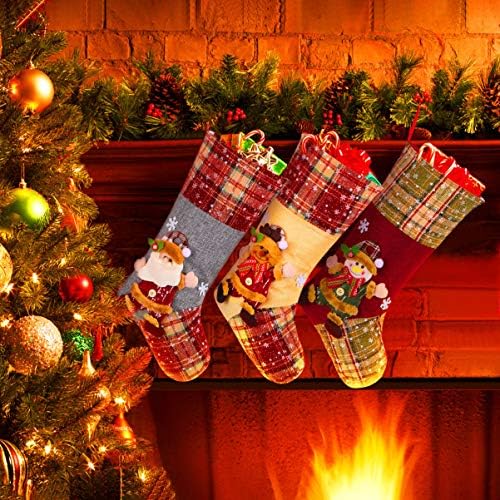 Коледен Отглеждане Toyvian, Украса за големи Коледни Чорапи, 18,7 Зарибяване с Дядо Коледа, Снеговиком и Елени, Коледни Украси и Набор