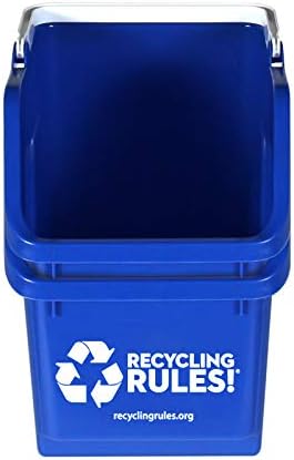 Правилата за рециклиране! 6-Галлонный Штабелируемый контейнер за рециклиране син цвят, в екологично Чист, не съдържа бисфенол А, Удобен утилизатор с дръжка, 2 опаков
