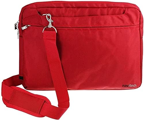Navitech Червена Гладка, Водоустойчива чанта - Съвместима с преносими автомобилен DVD-плейър BSL 9 с двоен екран