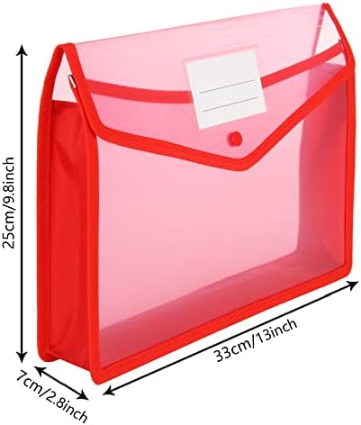 Пластмасова папка за файлове Acrux7 - Поли-Плик, Разширяване на Файл, Портфейл, Папка за документи с цип на бутон - 5 опаковки,