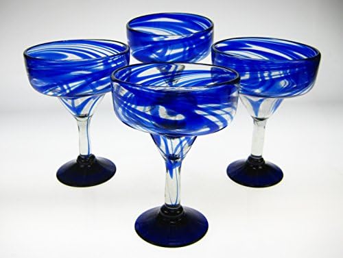 Комплект от 5 чаши за мексикански Маргарита Eye4Art и подходящи към тях СТОМНА със сини петна Завъртете