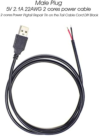 KSOPUERT 2 бр. USB Съединители за оголенного кабели с отворен край, Кабела 3,3 Ft 100 см 5 2.1 A 2 и 4 Кабели за захранване и за пренос на