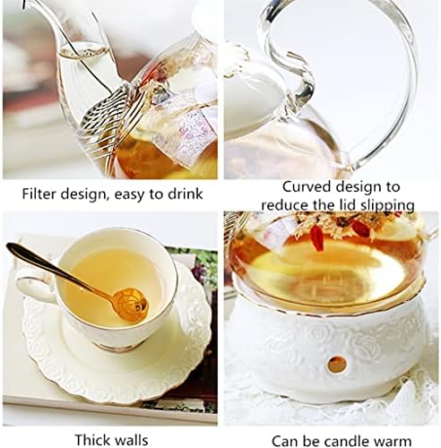 Английски следобеден Чай с отпечатан във формата на рози XWOZYDR, Порцелан Европейския Стъкло Керамичен чайник, Чаши (Цвят: както е показано,