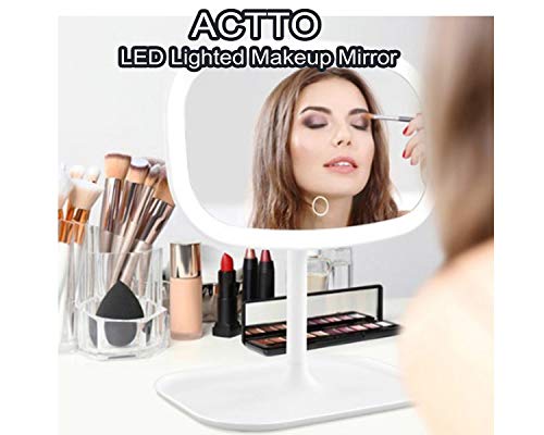 Огледало за грим ACTTO с led осветление, Огледало за грим с подсветка, Заряжаемое чрез USB SLH-13, Управление на ъгъла на наклона на