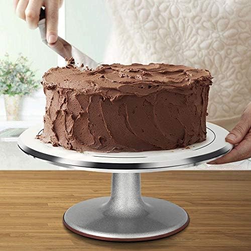 TYI 12-Инчов Въртящи се Въртяща маса за торта От Алуминиева Сплав Въртяща се Поставка за торта, за да проверите за печене на торта се