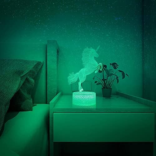 Подарък под формата на Еднорог, нощна светлина под формата на еднорог за деца, 3D Лампа, 7 Цвята, променящите се с помощта на дистанционното
