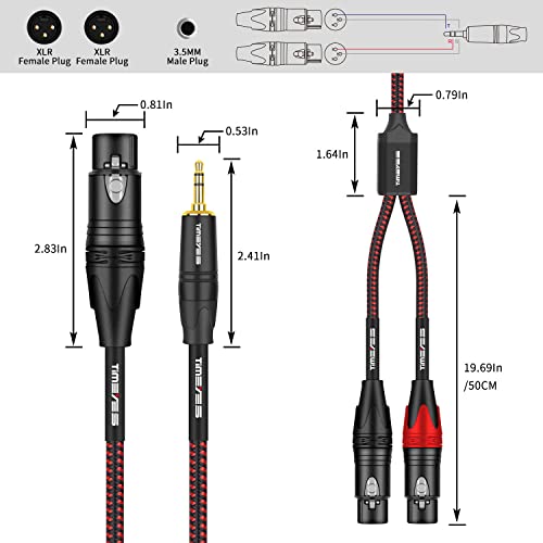 TIMEYES 3,5 мм 1/8 инча към XLR Микрофонному АудиоУ-образному кабел - 1/8 3,5 мм от щепсела до двоен XLR-контакт Свързващ кабел - 3.5мм