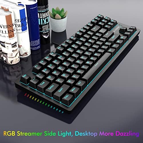 Механична клавиатура и мишка на E-YOOSO, Жични клавиатура и мишка Z-737 с бутони, ключове OUTEMU Blue, Клетъчна мишка с резолюция от 8000 точки на инч, осветление RGB, детска клавиа