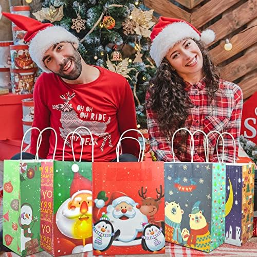 24 бр Коледни подаръци крафт-пакети с 24 Кърпички, Празнични Хартиени кошници опаковки, опаковки за подаръци за партита, подаръци за коледа,