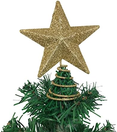 Миниатюрни Коледни Украси PEPPERLONELY под формата на Блестяща Звезда на Дървото, 5 Инча, Златни