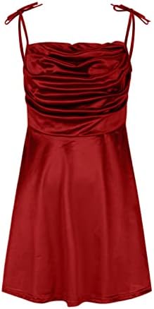 Дамско Модно Атласное мини-рокля за Коктейльной партита Без ръкави 2023 Г., къса Рокля с цепка на спагети презрамки и спагети