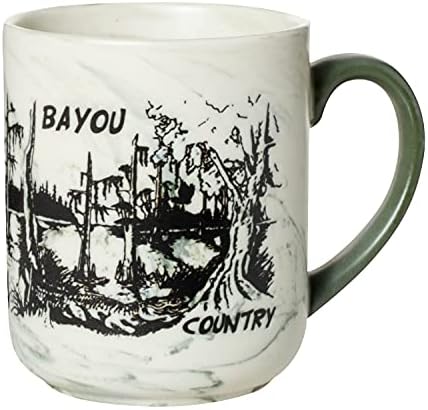 Сувенир, Кафеена Чаша с Гравиран в Блатото Байю на щата Луизиана със Зелена Вихрушка
