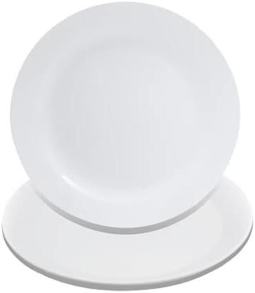 MR.R Комплекти от 2 заготовки за сублимация Бяла Керамична Плоска чиния с поставка, Порцеланови чинии. 8-инчов Кръгла чиния за