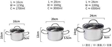 ZLDGYG 304 Тенджера от неръждаема стомана, тенджера за супа с двойно дъно, индукционная печка, комплекти от 3 теми, набор от конвенционалните