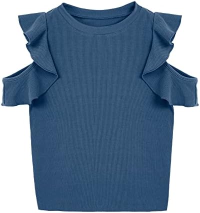 Meilidress/ Бебешки Блузи с кръгло деколте и рюшами за момичета, Ръкави, с изрези, Однотонная Скъпа Риза, Блуза, Пуловер От 5