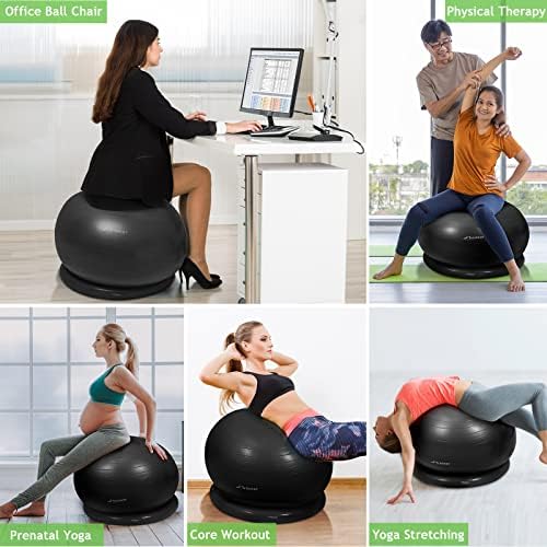 Стол с топката Trideer, Стол с топка за йога, Стол за упражнения с топка с основание за домашния Офис на масата, Топката за