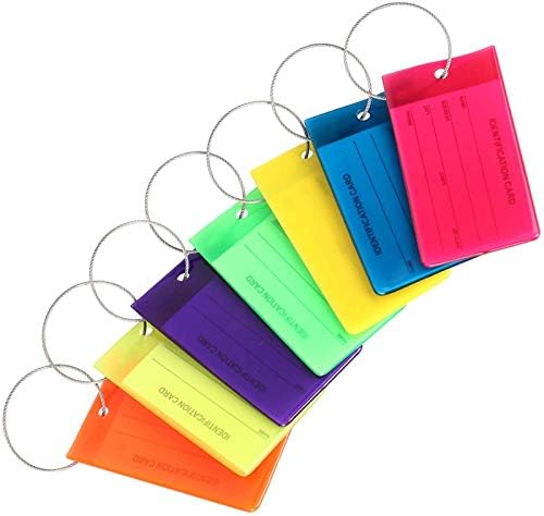 Багажни Етикети за Куфари, 7 Опаковъчни Торбички, Персонални Ярки Цветове и Стоманени Панти, гъвкави силиконови регистрирани идентификационните
