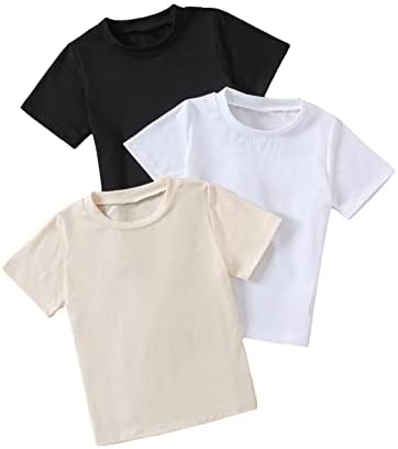 SOLY HUX / Лятна Тениска с къс ръкав за малки Момчета от 3 теми, Обикновена Основни Тениски с кръгло деколте, Върхове