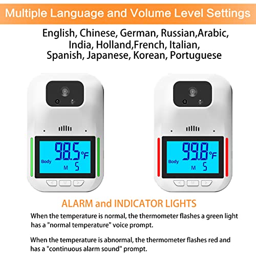 Стенен Термометър AGZ за възрастни, Инфрачервен Термометър за челото с Настройките на езика и силата на звука будилник, Регулируеми