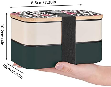Хубава кутия за bento с леопардовым модел от смес от розово и розови рози с подобрени регулируема каишка, штабелируемый за многократна