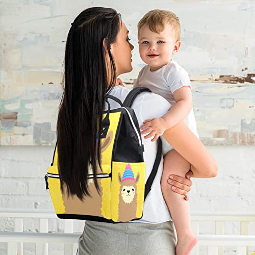 Чанта за бебешки Пелени, Сладка Жълта Чанта за Пелени с Голям Капацитет от Алпака за Бременни, Чанта за Книги за Възрастни