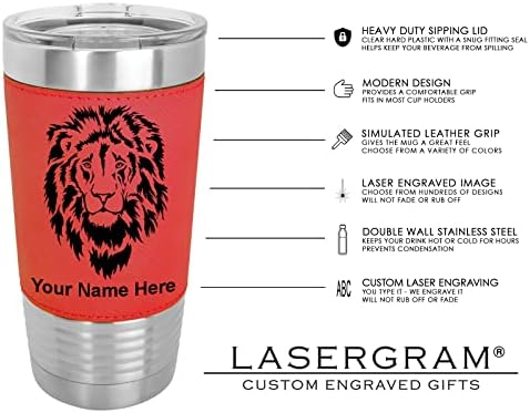 Чаша-Чаша за LaserGram 20 грама с Вакуумна Изолация, За Гримьор, пълна Индивидуална Гравиране (Изкуствена кожа, Червен)