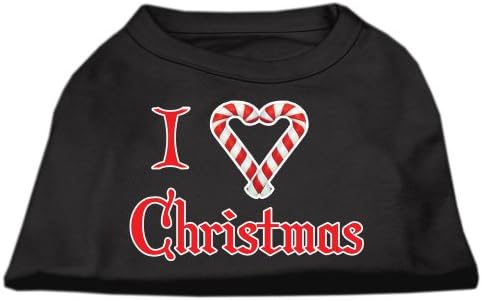 Коледна Тениска за кучета с принтом I Heart, Черна XXXL (20)