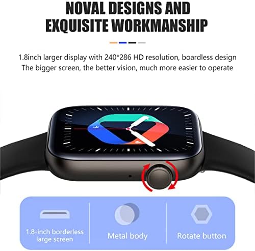 MORESEC Смарт часовници за приемане /набиране на разговор, 1,8-Инчов HD Smart-часовници с пълен сензорен екран за мобилни телефони с Android и iOS, Фитнес часовник с функция за из?