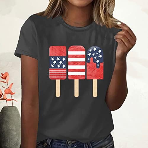 Ризи Ден на Независимостта, Дамски Летни Стръмни Върхове, Забавна Тениска С графичен Дизайн, Красиви Блузи, Тениски с Кръгло деколте и Къс ръкав, 4 Юли