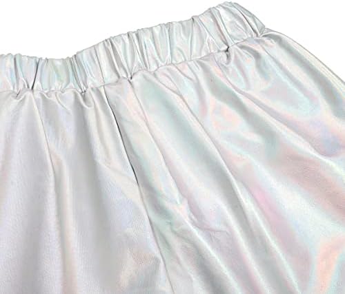 Дамски Лъскави Панталони цвят Металик Fenyong Холограма с Панталони в стил Диско за 70-80-те години, Костюм Извънземна Космическа Ковбойши на Хелоуин
