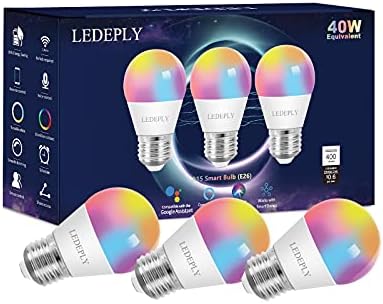 Интелигентен led лампа LEDEPLY A15, съвместима с Alexa, Google Home, E26, 5 W = 40 W, с Променящ се цвят, с регулируема яркост Wi-Fi,