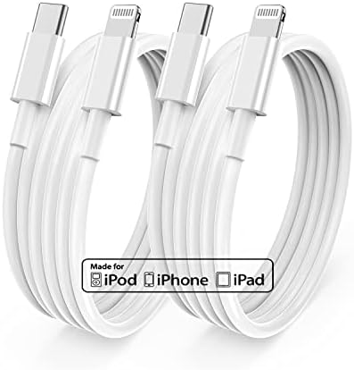 Дълъг кабел за по-бързо зарядно устройство iPhone на 12 13 14 6 фута, [сертифициран от Apple Пфи] USB кабел C до Светкавица, порт Type