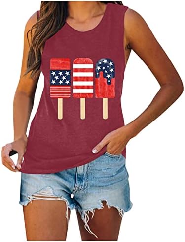 Патриотични Ризи за Жени, Върховете на Бретелях без Ръкави, 4 юли, Женска Тениска с Принтом на Американското, Графична Тениска САЩ, Празничен Жилетка