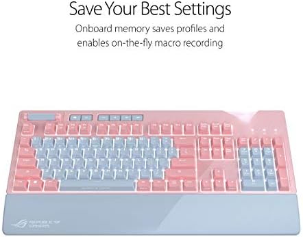 Ръчна детска клавиатура ASUS ROG Strix Flare Pnk (Cherry MX Red) Ограничена серия с ключове, осветление Aura Sync RGB, адаптивни иконата,