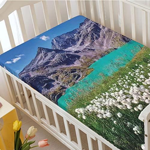Чаршаф за легло с тематични Планинско езеро, Стандартен Чаршаф за матрак за легло, Меки и Дишащи Кърпи -Детска Чаршаф за
