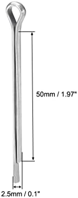 Разъемный шпонки болт uxcell - 5/32 x 2 23/64 инча (4 mm x 60 mm) от въглеродна стомана, 2 зъба, Сребристо Скоба за закрепване, 50 бр.