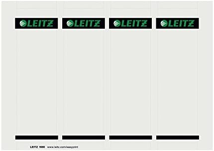 Етикети за печат на корешках Leitz PC за пластмасови напильников Lever Arch диаметър 80 мм, широки и Къси, 56 x 190 мм, Карта, 16800085
