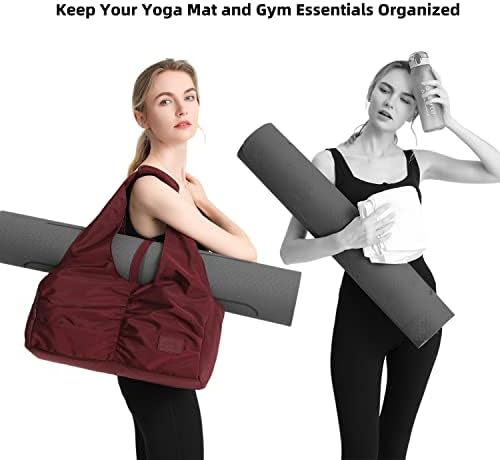 Пътна спортна чанта за йога за жени, За носене Тренировъчно оборудване, козметика и аксесоари, Отделение за обувки и джобове за влажно