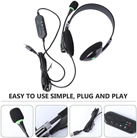 NUOBESTY USB Кабелни Слушалки с Микрофон Стерео Компютърни Слушалки През Главата Компютърни Слушалки Подходяща лента за глава за