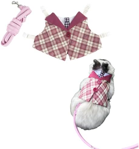 Шлейка за заек и каишка за разходка, който предпазва от бягство - Сладък Дишащ Мрежест жилетка в стил Преппи със заек, Шлейка за