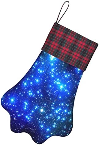 DCEHGEW Син Коледни Чорапи С Принтом Блестящи Звезди, Персонални Коледни Чорапи под Формата На Кучешки Лапи за Коледната Семейна