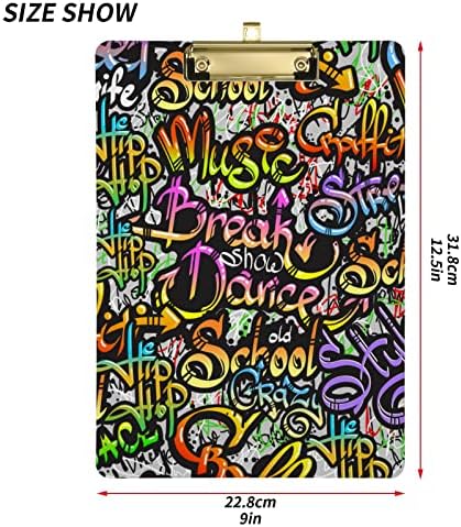 Думата Графити Цветни Пластмасови Клипборды с Метален Клипс Писмо Размер Клипборда Нископрофилни Клипборды за Висящи Декоративни