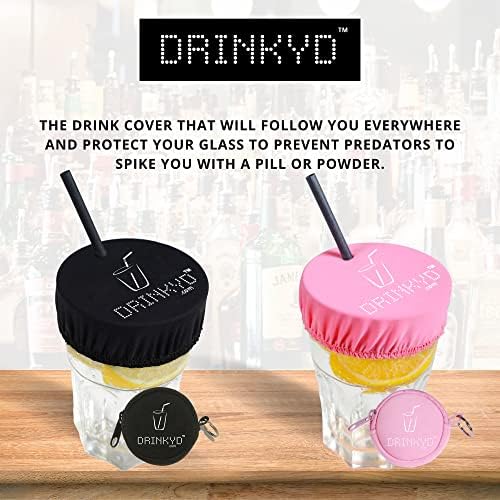 DRINKYD™ Калъф за напитки за защита от алкохол и предотвратяване на проливания - Моющийся и многократна употреба с брелоком (3 опаковки, черен)